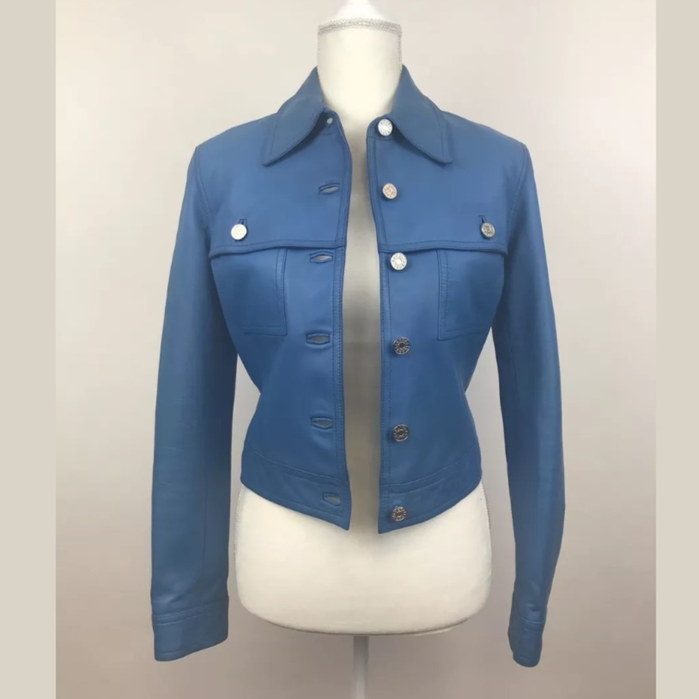 CELINE Lambskin Fitted Leather Jacket Size 6 Rare